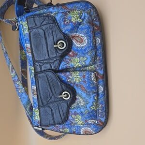 Crossbody purse, Lifestyle by Sharif, multi color/blue paisley leather